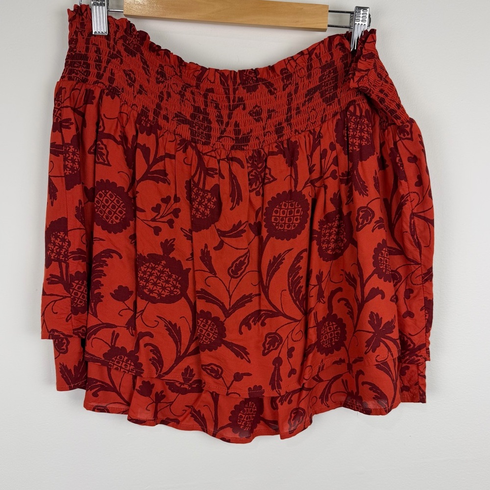 Anthropologie Two-Piece Set Beaded Bandeau Tie Front Top & Smocked Mini Skirt XL - Picture 7 of 11
